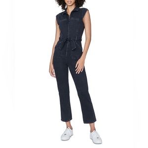 Paige Jett Cap Utility Jumpsuit in Washed Black